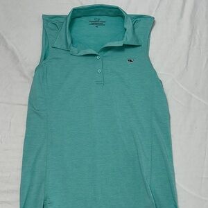 Vineyard Vines Performance Sleeveless Polo Shirt XS Aqua Blue Striped – Golf Ten